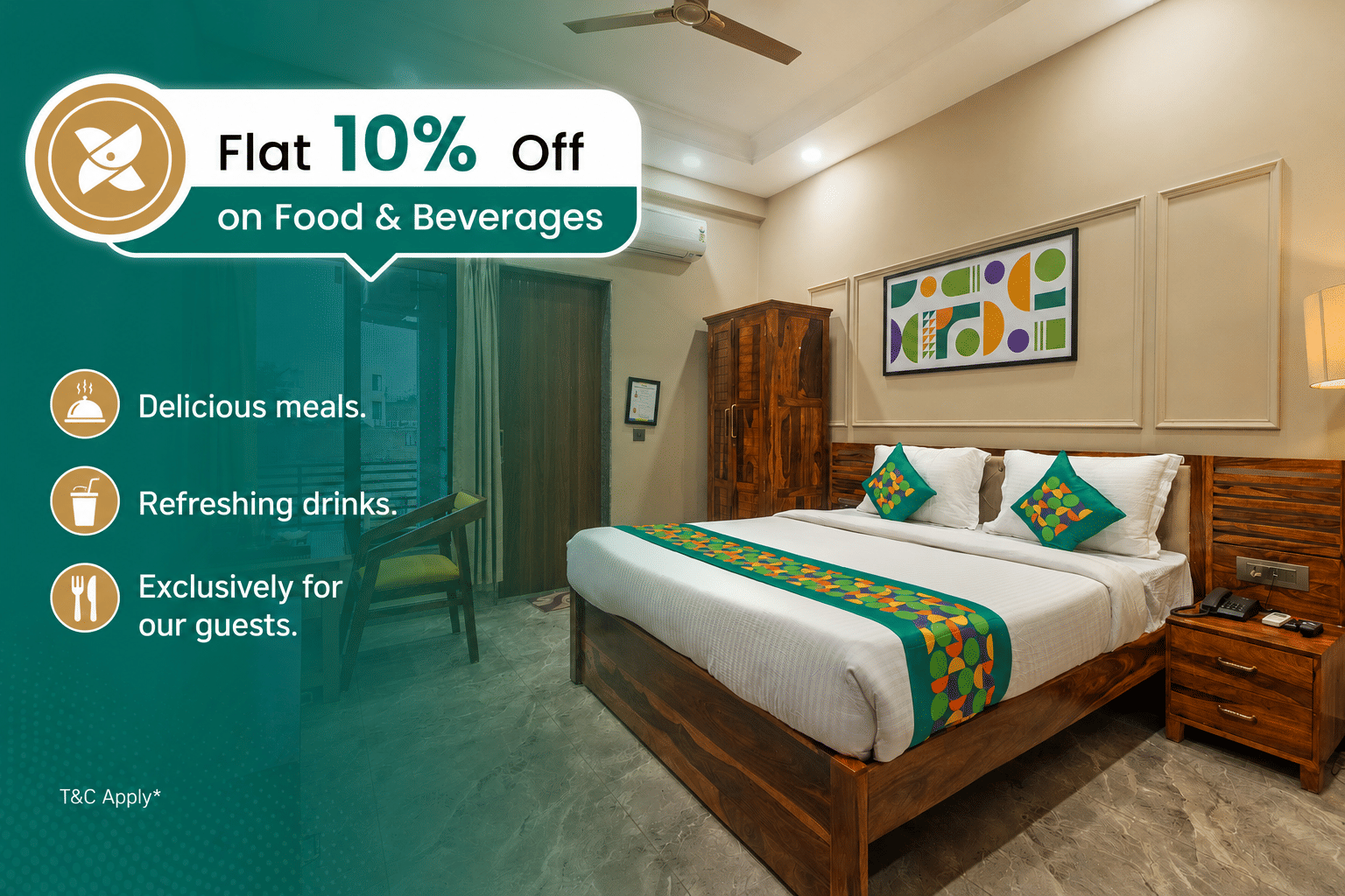 Deluxe room in Treebo Aashirwad Bliss Inn with Swimming Pool in undefined. Deluxe