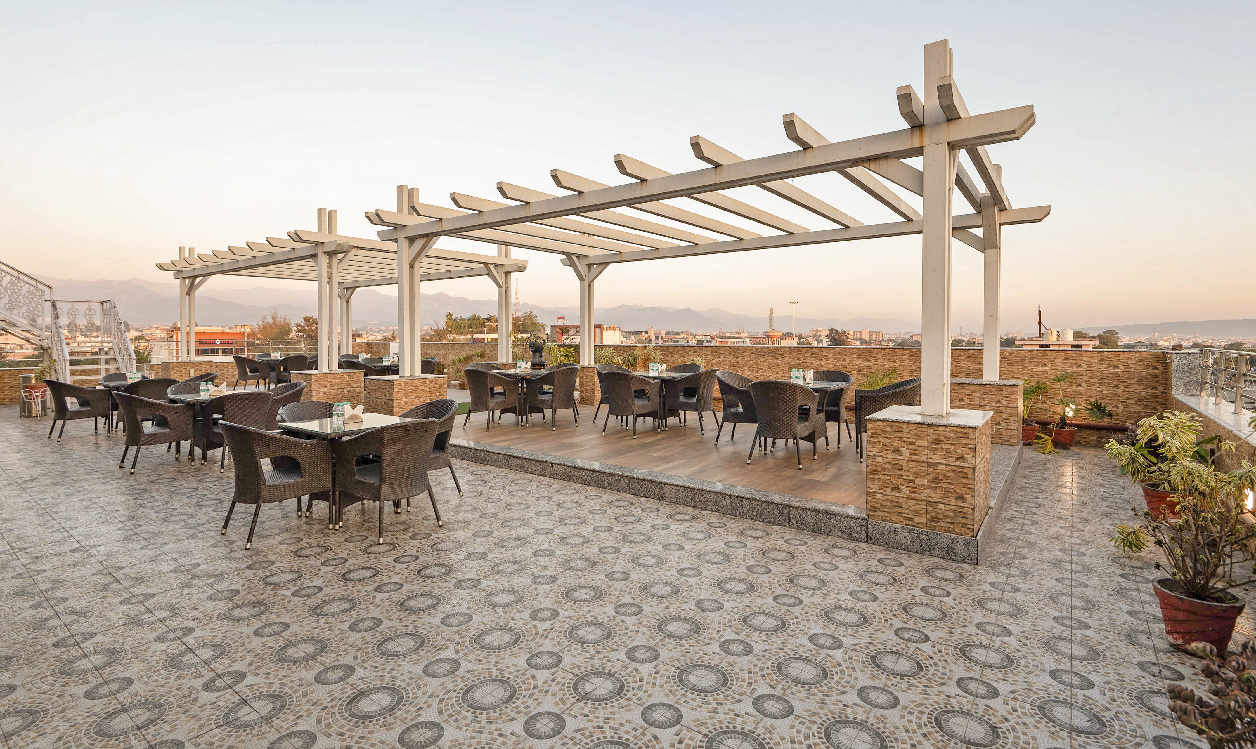 The Roof Top Cafe of Treebo Grand Legacy Elite With Roof Top Cafe in undefined. 