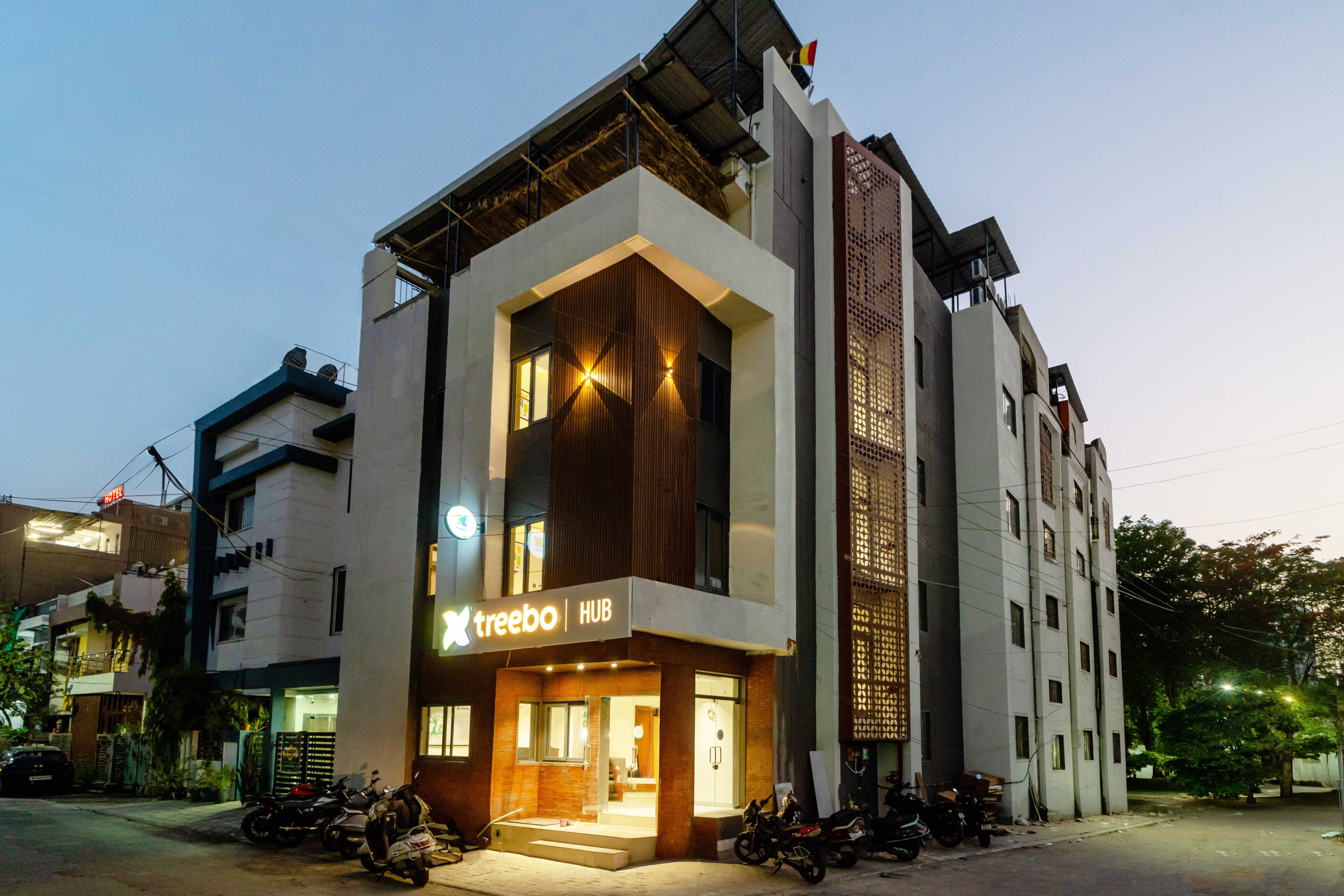 The facade of Treebo Hub in undefined.
