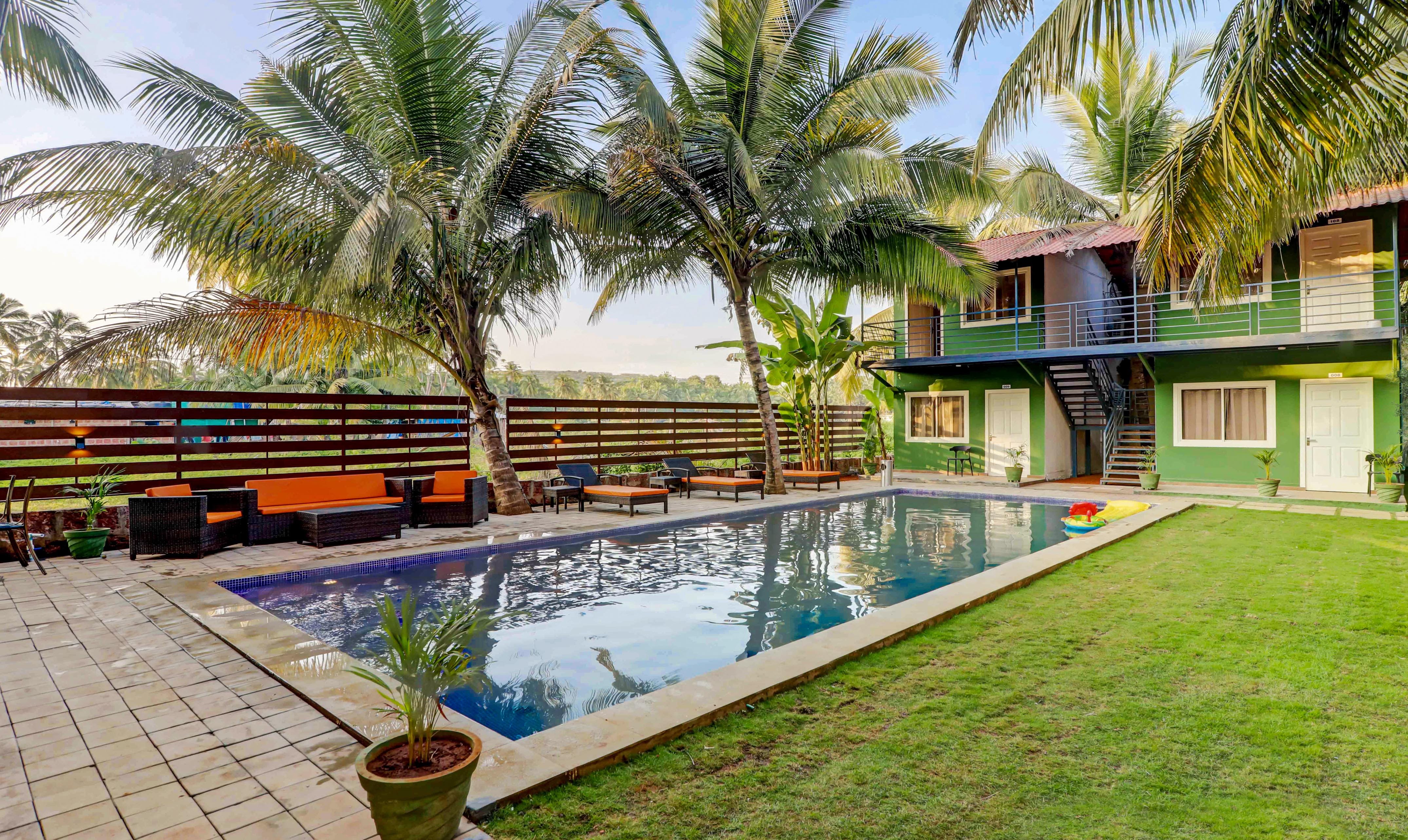 The Pool of Treebo Morjim Banyan Resort With Swimming Pool in undefined. 