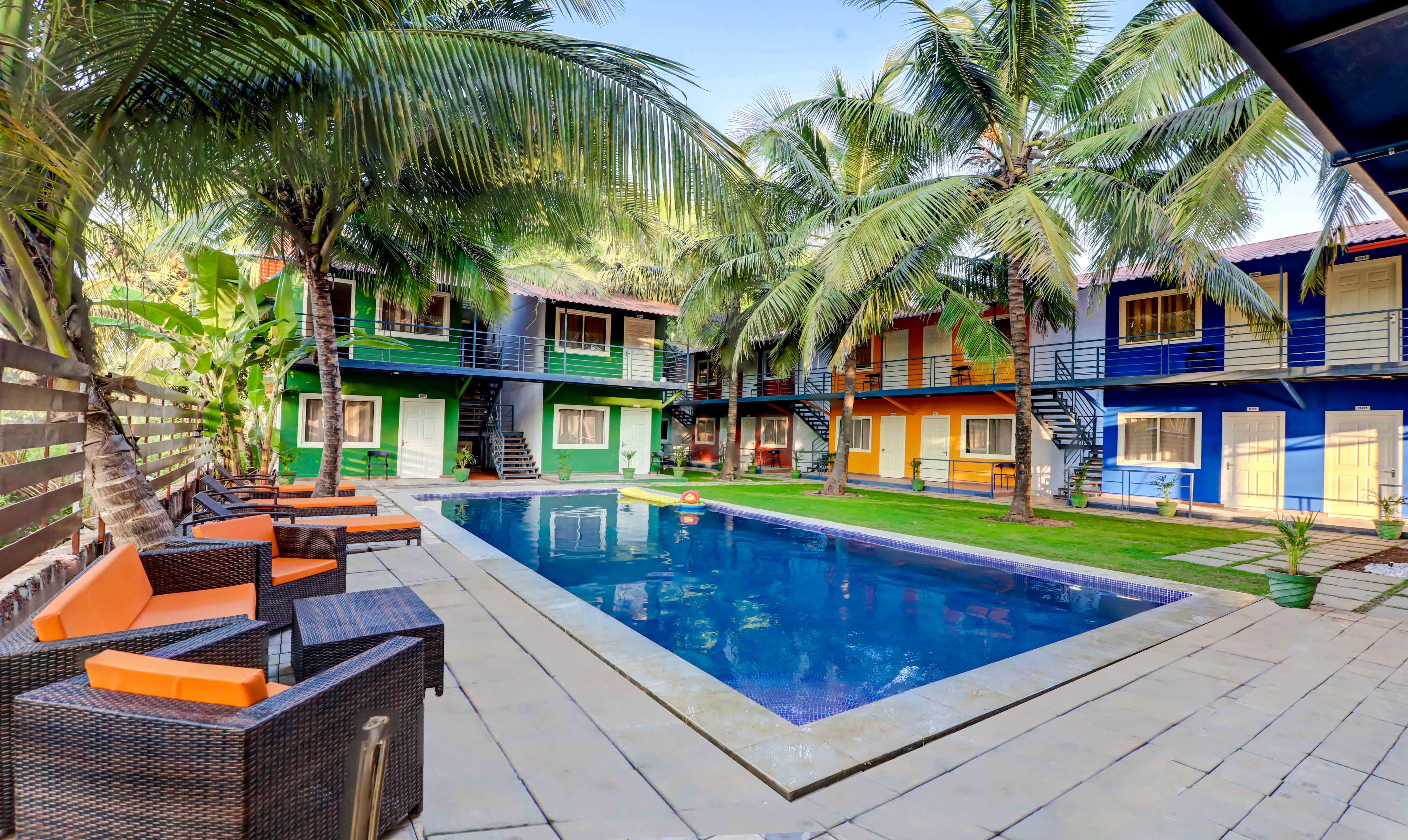 The Pool of Treebo Morjim Banyan Resort With Swimming Pool in undefined. 